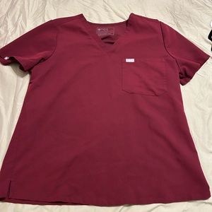 Matching figs scrubs in burgundy